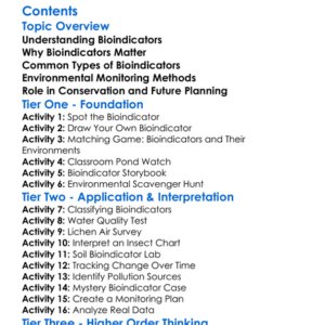 Bioindicators And Environmental Monitoring Worksheet Activity Booklet