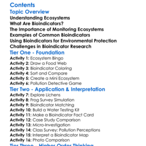 Bioindicators And Monitoring Ecosystems Worksheet Activity Booklet