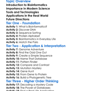 Bioinformatics Basics Worksheet Activity Booklet