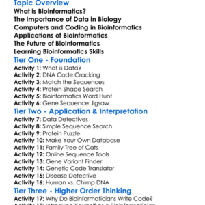 Bioinformatics Introduction Worksheet Activity Booklet