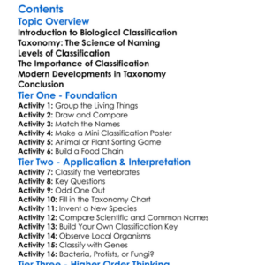 Biological Classification And Taxonomy Worksheet Activity Booklet