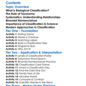 Biological Classification Taxonomy And Systematics Worksheet Activity Booklet