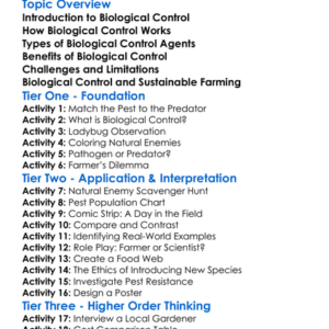 Biological Control In Agriculture Worksheet Activity Booklet
