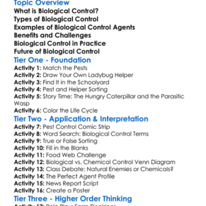 Biological Control Methods Worksheet Activity Booklet