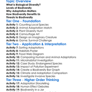 Biological Diversity And Adaptation Worksheet Activity Booklet