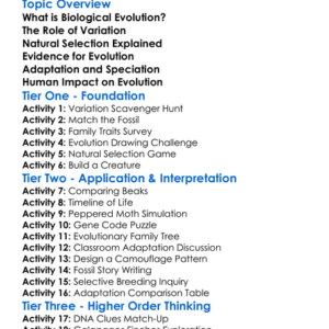 Biological Evolution Worksheet Activity Booklet