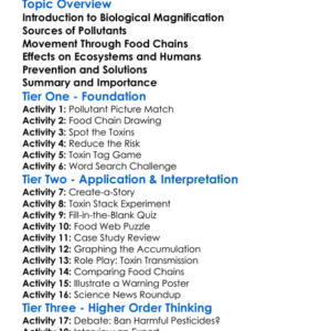 Biological Magnification Worksheet Activity Booklet