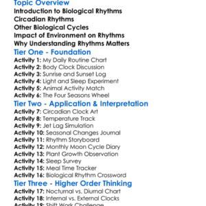 Biological Rhythms And Cycles Worksheet Activity Booklet