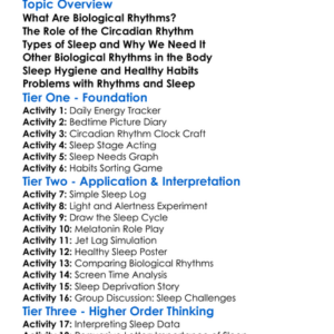 Biological Rhythms And Sleep Worksheet Activity Booklet