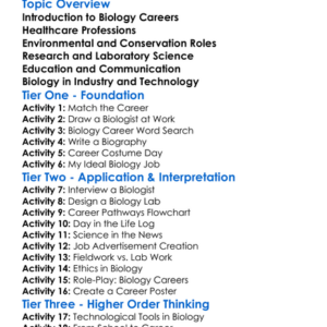 Biology Careers And Professions Worksheet Activity Booklet