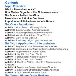 Bioluminescence In Marine Organisms Worksheet Activity Booklet