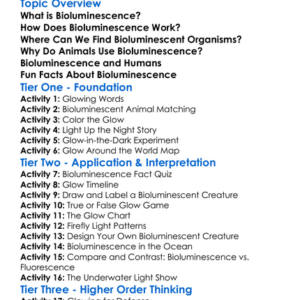 Bioluminescence In Nature Worksheet Activity Booklet