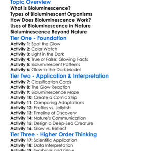 Bioluminescent Organisms Worksheet Activity Booklet