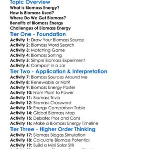 Biomass Energy Worksheet Activity Booklet