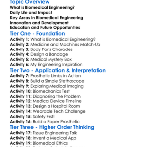 Biomedical Engineering Worksheet Activity Booklet