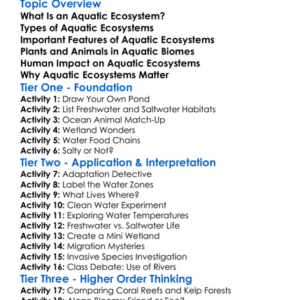 Biomes Aquatic Ecosystems Worksheet Activity Booklet