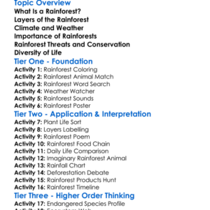 Biomes Rainforest Worksheet Activity Booklet