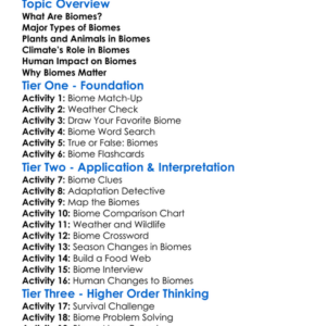 Biomes Worksheet Activity Booklet