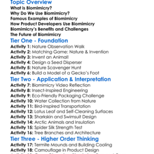 Biomimicry In Product Development Worksheet Activity Booklet