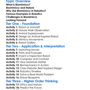 Biomimicry In Robotics Worksheet Activity Booklet