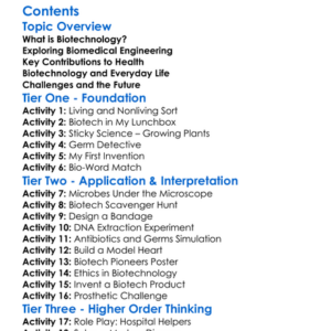 Biotechnology And Biomedical Engineering Worksheet Activity Booklet