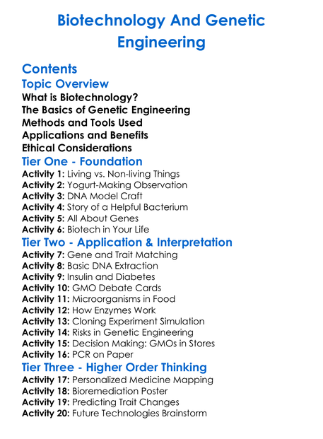 Biotechnology And Genetic Engineering Worksheet Activity Booklet