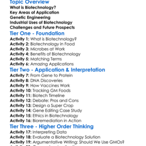 Biotechnology And Its Applications Worksheet Activity Booklet