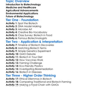 Biotechnology Applications Worksheet Activity Booklet