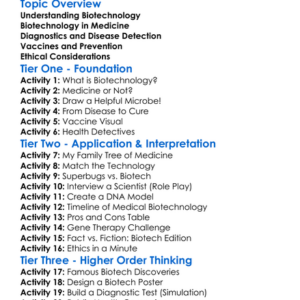 Biotechnology In Health Worksheet Activity Booklet