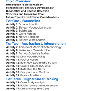 Biotechnology In Medicine Worksheet Activity Booklet