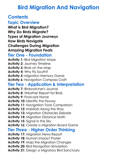 Bird Migration And Navigation Worksheet Activity Booklet