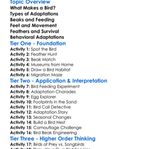 Birds And Their Adaptations Worksheet Activity Booklet
