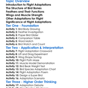 Birds Flight Adaptations Worksheet Activity Booklet