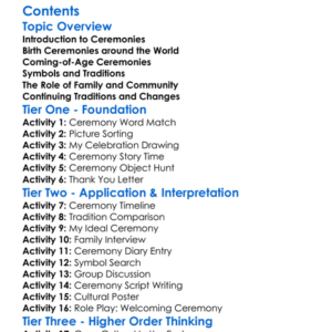 Birth And Coming-Of-Age Ceremonies Worksheet Activity Booklet