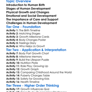 Birth And Development In Humans Worksheet Activity Booklet