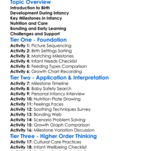 Birth And Infancy Worksheet Activity Booklet