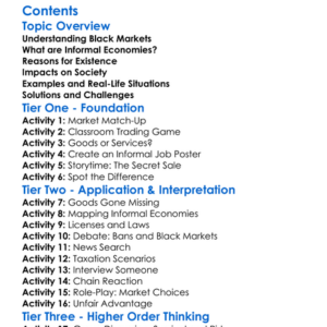 Black Markets And Informal Economies Worksheet Activity Booklet