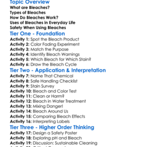 Bleaches And Their Uses Worksheet Activity Booklet