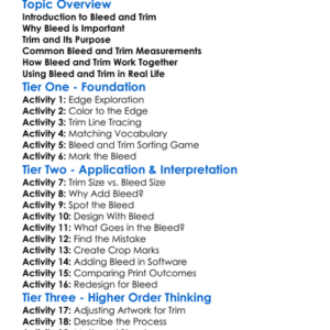 Bleed And Trim Worksheet Activity Booklet