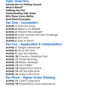 Bleed Trim And Safe Zones Worksheet Activity Booklet