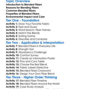 Blended Fibers And Their Properties Worksheet Activity Booklet
