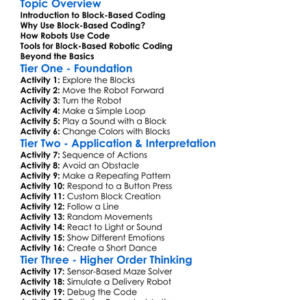 Block-Based Coding For Robots Worksheet Activity Booklet