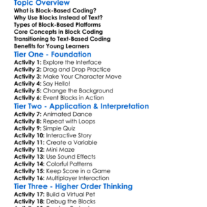 Block-Based Coding Worksheet Activity Booklet