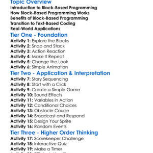 Block-Based Programming Worksheet Activity Booklet