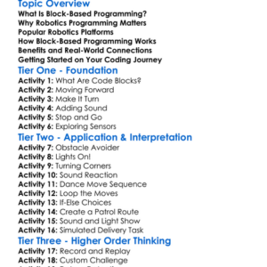 Block-Based Robotics Programming Worksheet Activity Booklet