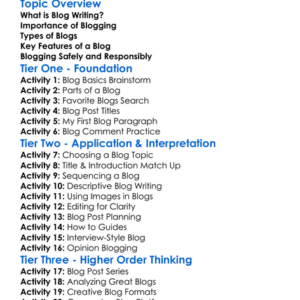 Blog Writing Worksheet Activity Booklet