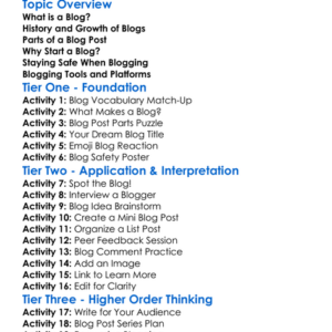 Blogging Basics Worksheet Activity Booklet