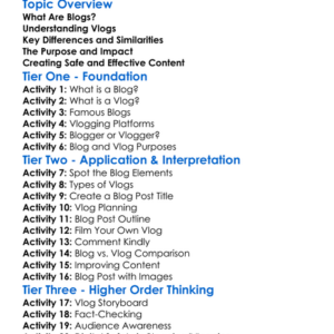 Blogs And Vlogs Worksheet Activity Booklet