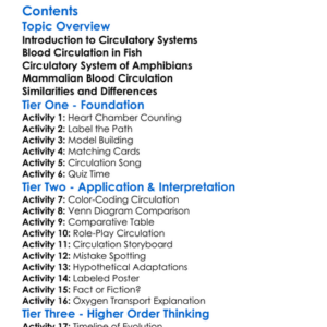 Blood Circulation In Fish Amphibians And Mammals Worksheet Activity Booklet