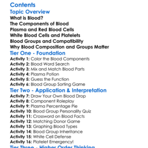 Blood Composition And Blood Groups Worksheet Activity Booklet